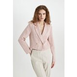 Defacto Crop Jacket Lapel Tweed Blazer Jacket Cene