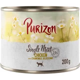 Purizon Varčno pakiranje Single Meat 24 x 200 g - Piščanec s cvetovi kamilice
