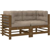 Maison Chic Kotni kavč - Sofa - Kanape z blazinami 2 kosa medeno rjav trdna borovina, (21727872) | Shoptok.si