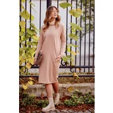 Fasardi Loose dress with turtleneck and beige pockets