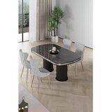 Hanah home trpezarijski set Galya, sto i 4 stolice, ploča u dekoru crnog mermera, hromirane noge, siva tkanina Babyface | Eponuda.com