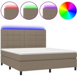 box spring s madracem LED smeđesivi 160x200 cm tkanina | shoptok.hr