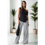 Dewberry 49777 Asymmetrical Collar Womens Blouse-BLACK | ePonuda.com