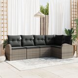 vidaXL 5-delni vrtni set sedežne garniture s prevlekami siva poli ratan | Shoptok.si