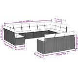  13-dijelni set vrtnih sofa s jastucima bež od poliratana | shoptok.hr