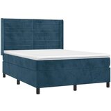  box spring s madracem LED tamnoplavi 140x190 cm baršun | shoptok.hr
