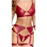Cottelli Bondage sjajni grudnjak set i lisice (crveni) - XL Slike