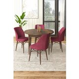Hanah home Rox - Baroque, Burgundy BaroqueBurgundy Dining Table & Chairs Set (5 Pieces) | ePonuda.com