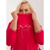 Fashion Hunters Plus size red casual blouse with appliqué