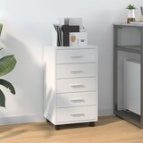 The Living Store Predalnik na kolesih visok sijaj bel inženirski les - Omarica S Predali, (21429338) Cene