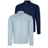 Dewberry DUAL SET G674 MENS SHIRT-NAVY BLUE-WATER GREEN Cene