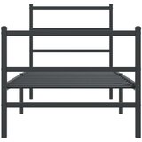 vidaXL Kovinski posteljni okvir z vzglavjem in vznožjem črn 75x190 cm | Shoptok.si