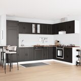 vidaXL Set 2 Črna Inženirski les Srednje Nastavljive noge | Shoptok.si
