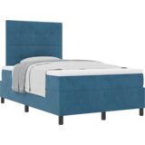 Box Spring Krevet s Madracem Tamno Plave Boje 120x200 cm Baršun | shoptok.hr