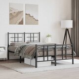  Metalni okvir kreveta uzglavlje i podnožje crni 120x190 cm | shoptok.hr