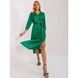 Fashion Hunters Green cocktail dress with belt for tying Cene