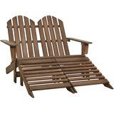  Vrtni dvosjed Adirondack od jelovine s otomanom smeđi | shoptok.hr