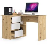 AKORD B16 Kotna Pisalna Miza, Leva Izvedba, Hrast Artisan/Bela, (5000333007) | Shoptok.si