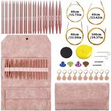 INF Komplet 13 parov izmenljivih okroglih pletilnih igel (3,0-10,0 mm) Pink, (5000324990) | Shoptok.si