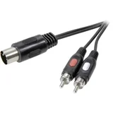 SP-7870640 DIN priključek / cinch avdio priključni kabel [1x 5-polni diodni moški konektor (DIN) - 2x moški cinch konektor] 1.50 m črna, (20431578)