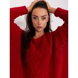 Fashion Hunters Dark red oversize knitted sweater OCH BELLA Cene
