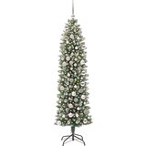 vidaXL Umetno vitko božično drevo med 300 LED Zelena in bela 180 cm | Shoptok.si