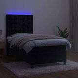vidaXL Box spring postelja z vzmetnico LED črna 90x190 cm žamet | Shoptok.si