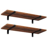 Songmics Set 2 stenskih polic, 60 x 20 x 7 cm, lebdeče police, okrasne police, retro slog, za spalnico, dnevno sobo, kuhinjo, hodnik, največja nosilnost 15 kg za vsako, MDF rjava in črna LWS04NB, (21325819) Cene