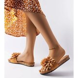 Gemre Brown flip-flops decorated with flowers Farland | shoptok.hr