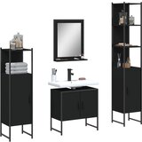 The Living Store Kopalniške omarice 4 kosi črne barve inženirski les - Komplet Kopalniškega Pohištva, (21661624) | Shoptok.si