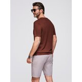 Ombre Men's classic knitted shirt with ribbed cuffs - warm brown | ePonuda.com