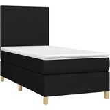 Krevet box spring s madracem LED crni 90x200 cm od tkanine | shoptok.hr