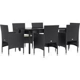  7-dijelni vrtni blagovaonski set s jastucima crni | shoptok.hr