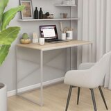 vidaXL Stol za računalo bijeli i boja hrasta 110x60x70 cm od iverice Cijene