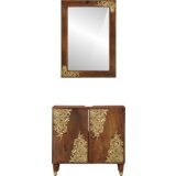 vidaXL set namještaja za kupaonicu od 2 dijela čvrstog drveta manga, kabinet za umivaonik 62x33x58 cm čvrsto drvo manga, ogledalo 50x70x3 cm čvrsto drvo manga | shoptok.hr