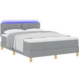 vidaXL box spring krevet s madracem i LED svjetlom svjetlosive 140x190 cm tkanine | shoptok.hr