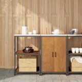 vidaXL Kuhinjski set za pohranu s policom s pohranom s vratima Podesiva 2 pcs Rđa 120 x 50 x 92 cm | shoptok.hr