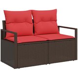  Set sofe 8 kom. Smeđa i crvena Poli Rattan i čelik | shoptok.hr