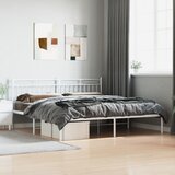 Maison Chic Kovinski Posteljni okvir - Dvoposteljna postelja - Zakonska postelja z vzglavjem bel 183x213 cm, (21693317) | Shoptok.si