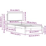 vidaXL Posteljni okvir z oblazinjenim vzglavjem Temno siva 90 x 190 cm | Shoptok.si