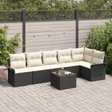 vidaXL 6-delni vrtni kavč set z blazinami rjavega poli ratana | Shoptok.si