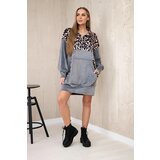 Kesi Leopard print velvet dress grey | shoptok.hr