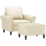 vidaXL Fotelja s tabureom krem 60 cm od umjetne kože | shoptok.hr