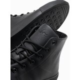 Ombre men's high-top sneakers with rubber toe - black | ePonuda.com