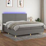 Maison Chic Box spring postelja - Vzmetna postelja z vzmetnico LED temno siva 200x200 cm blago SL22628, (21904411) | Shoptok.si