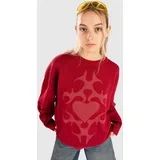 Jacquard Heart Pulover red