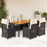  3-dijelni vrtni blagovaonski set s jastucima od poliratana crni Crna 90 cm table length | shoptok.hr