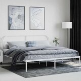  Metalni okvir za krevet s uzglavljem bijeli 200x200 cm | shoptok.hr