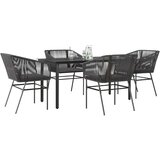 vidaXL 5-dijelni vrtni blagovaonski set s jastucima od crnog | shoptok.hr