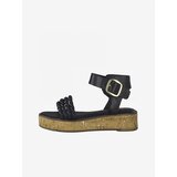 Tamaris Black Leather Sandals - Women Cene